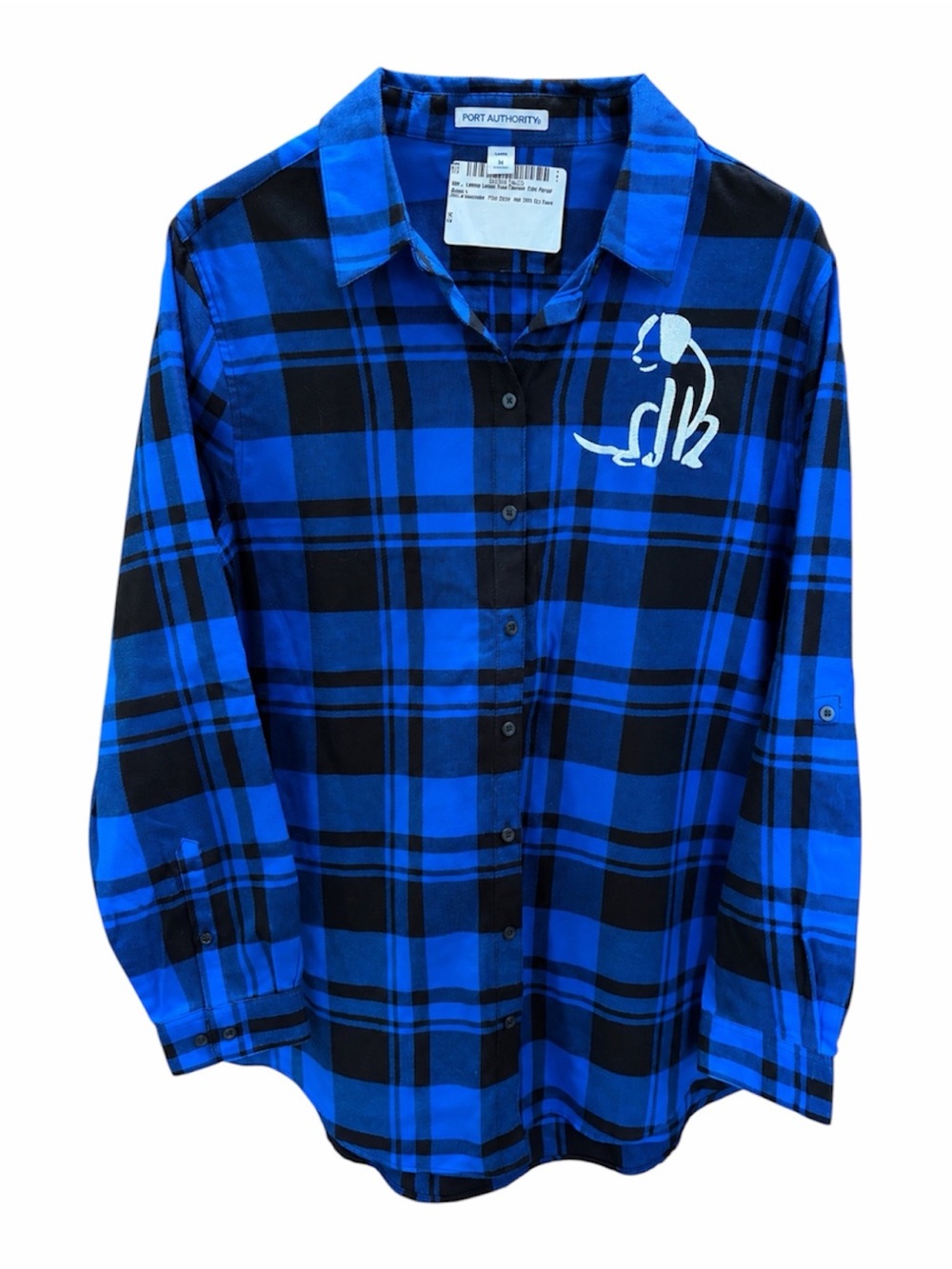 Port Authority | Blue Plaid Button-Up Dog Embroidered Tunic